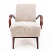 Fauteuil Art Déco beige bouclé, République tchèque