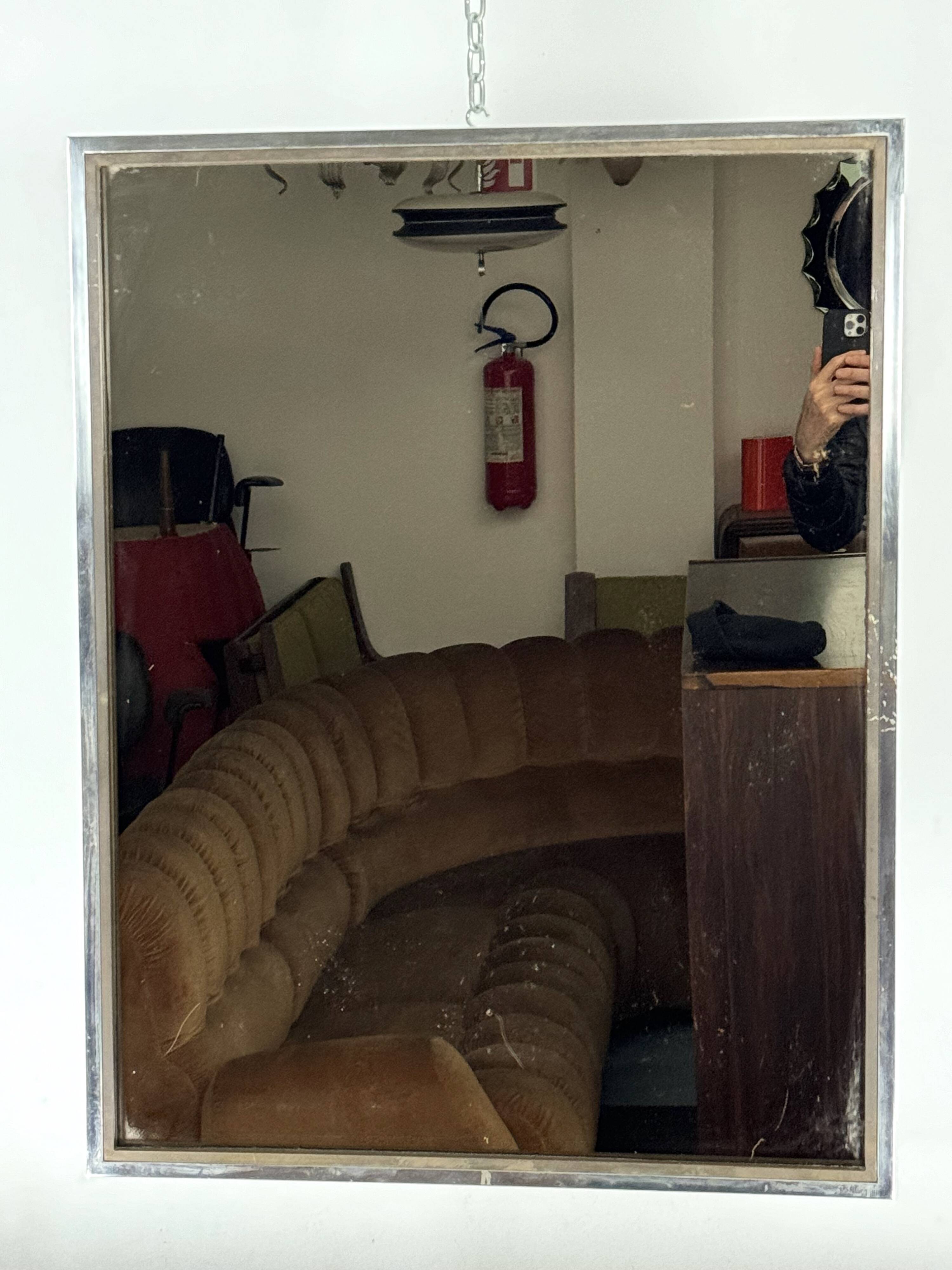 Italian vintage Romeo Rega chrome and brass mirror from 70s