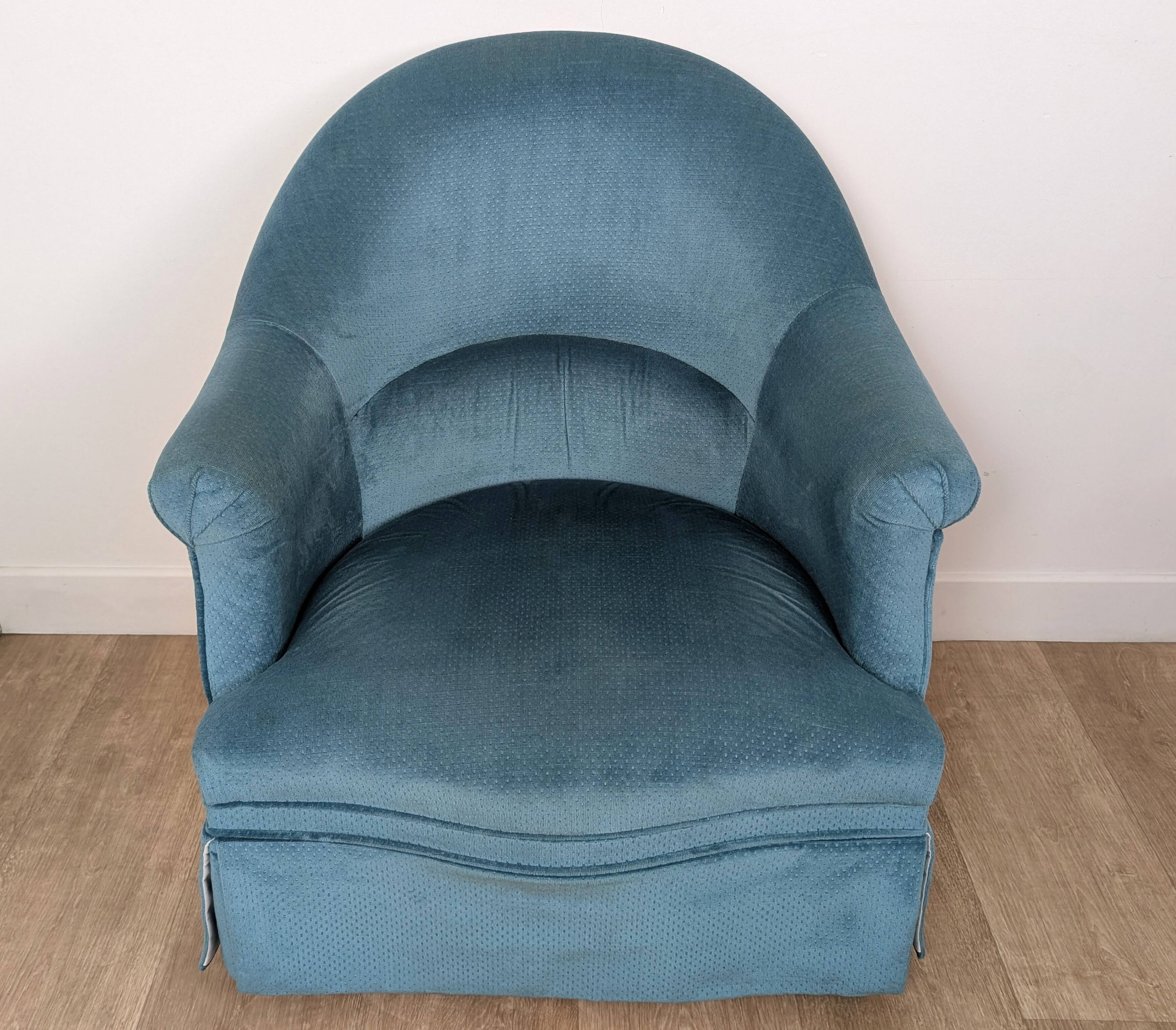 Pair of velvet toad armchairs