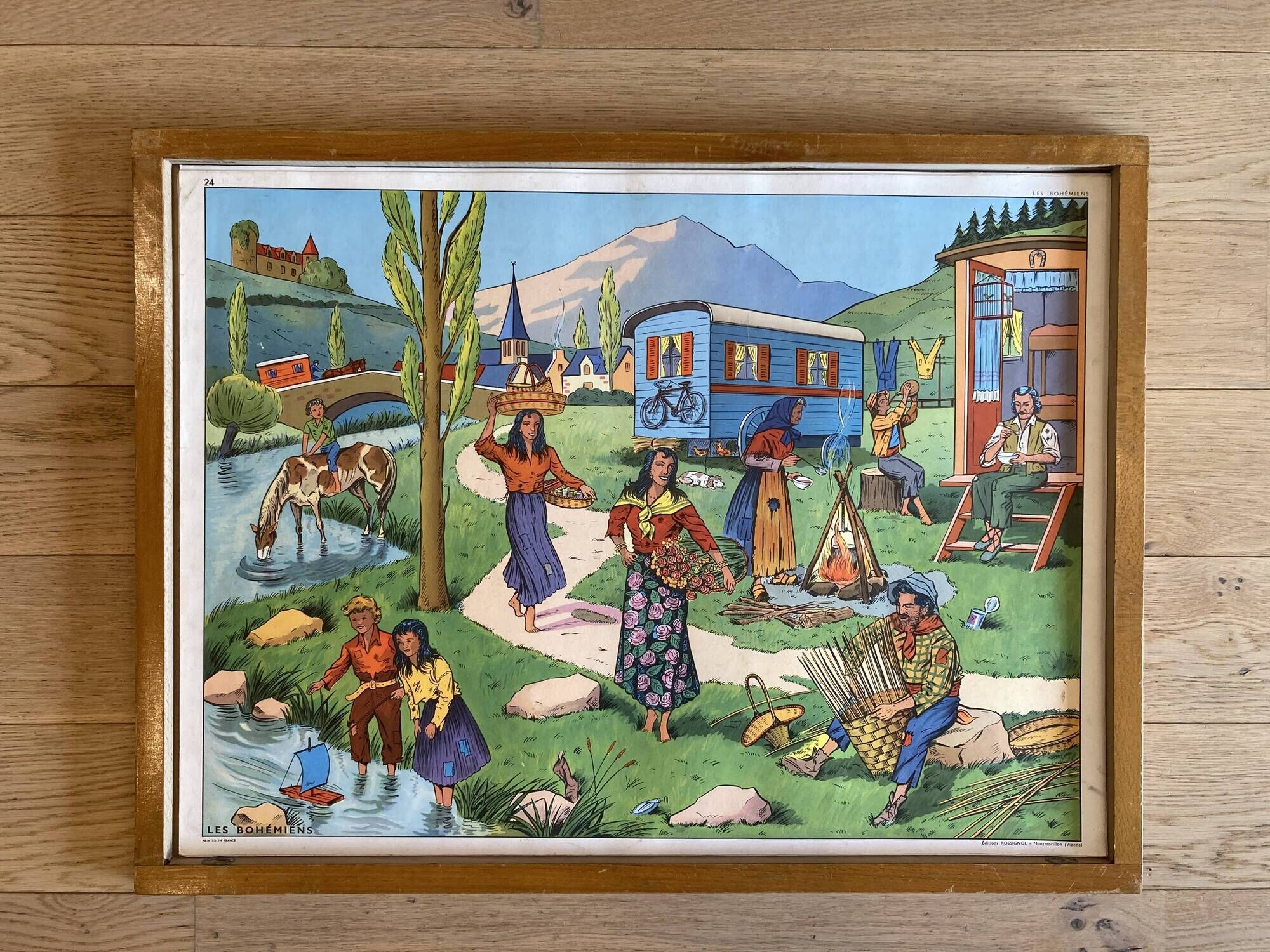 Educational poster elocution Rossignol vintage 60s - holidays by the sea and bohemians
