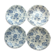 4 flat plates gien art deco model eyelets in blue