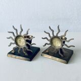 Pair of sun candle holders