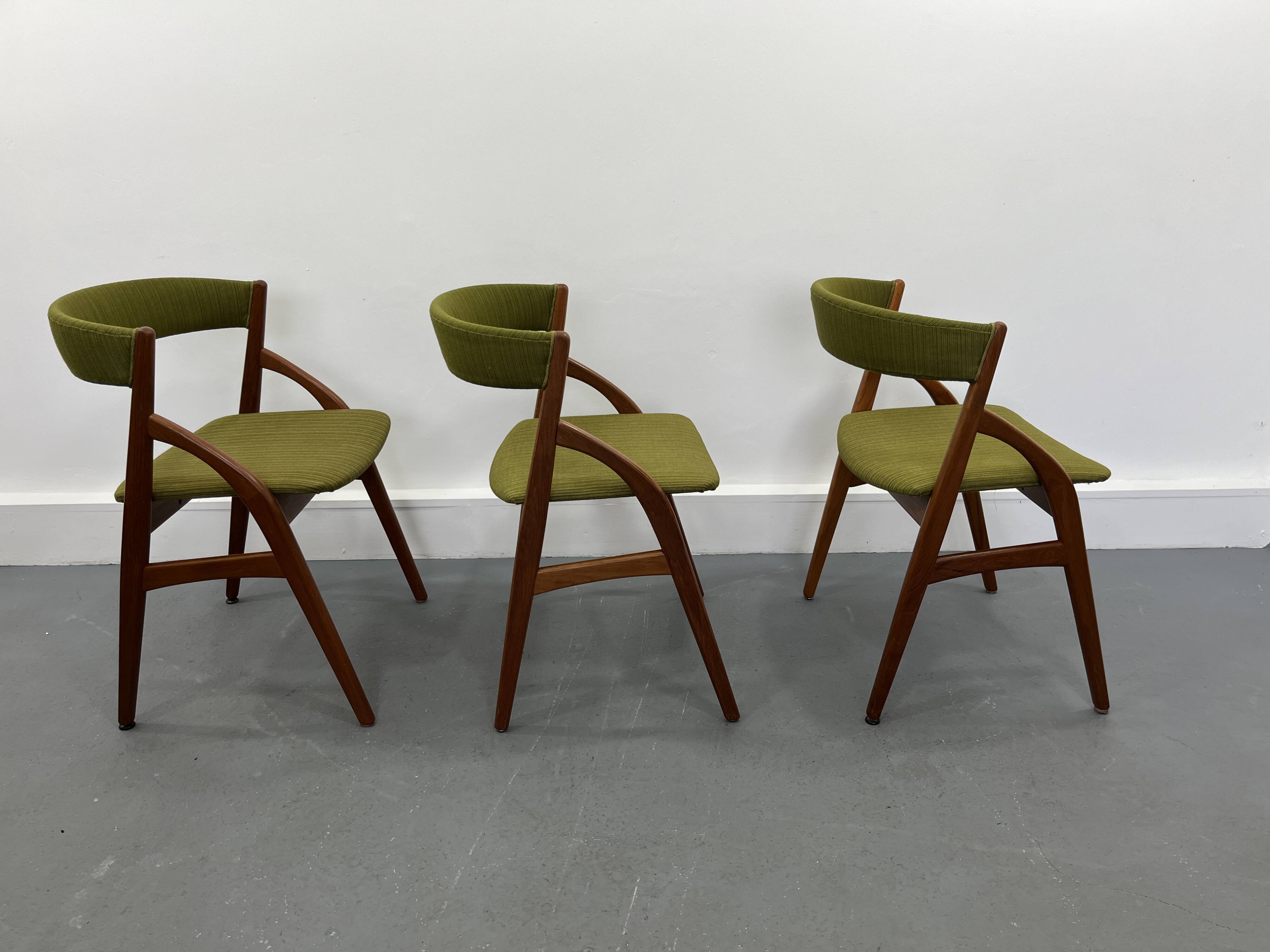 Scandinavian teak  chairs, set of 3, 1970 s