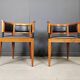 Set of 2 Cherry wood armchairs by Leon Krier Model Sella Media by Giorgetti
