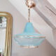 Vintage ceiling lamp suspension in glass, blue, 50s