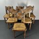 6 Farmhouse wood turned rush dining chairs