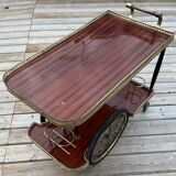 Mahogany and brass rolling service bar table – 1970