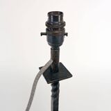 Vintage 1950s French Tall Black Twisted Wrought Iron Table Lamp