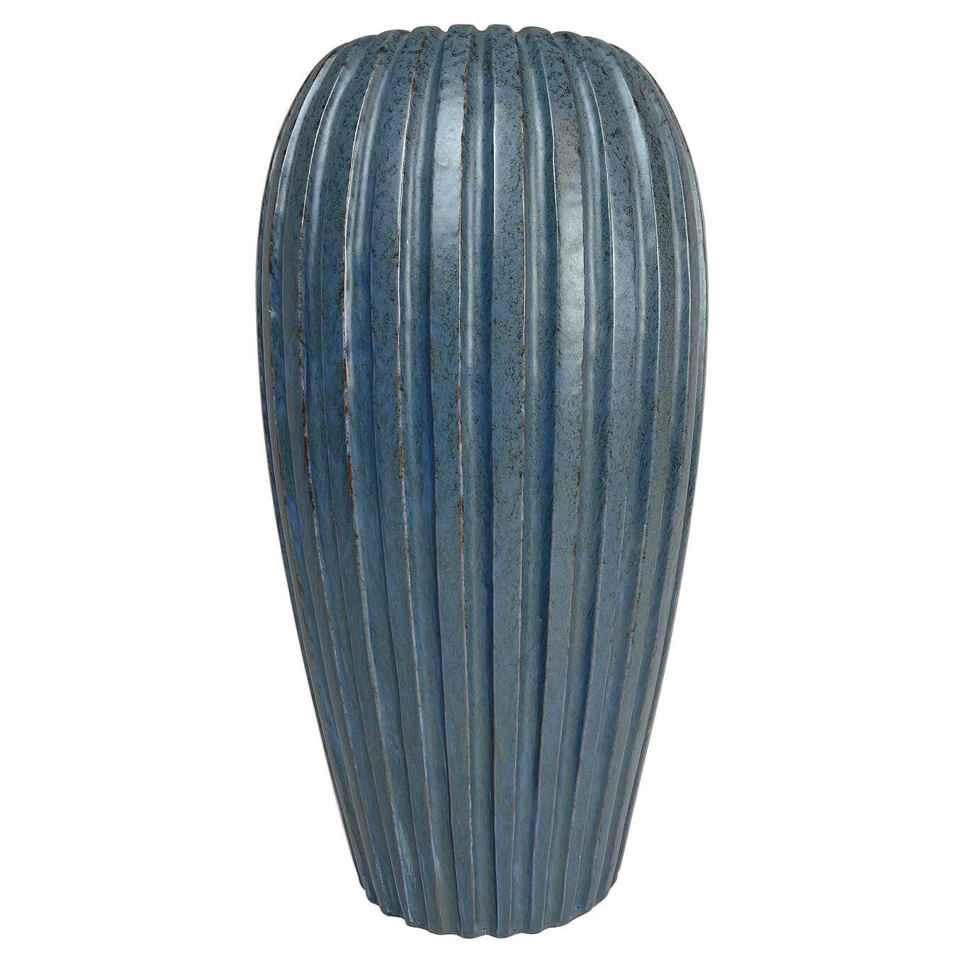 Blue vase from the mid-century period by Vicke Lindstrand, 1950s, Sweden.