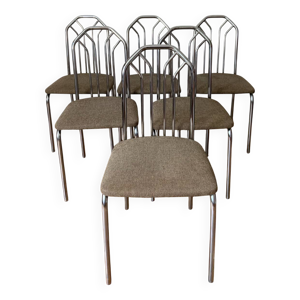 6 chaises en métal chromé