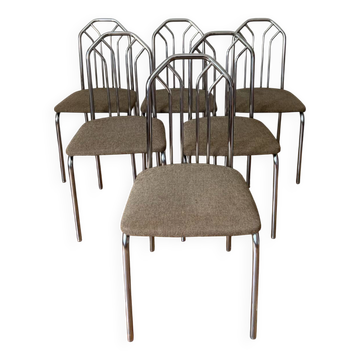 6 chrome metal chairs
