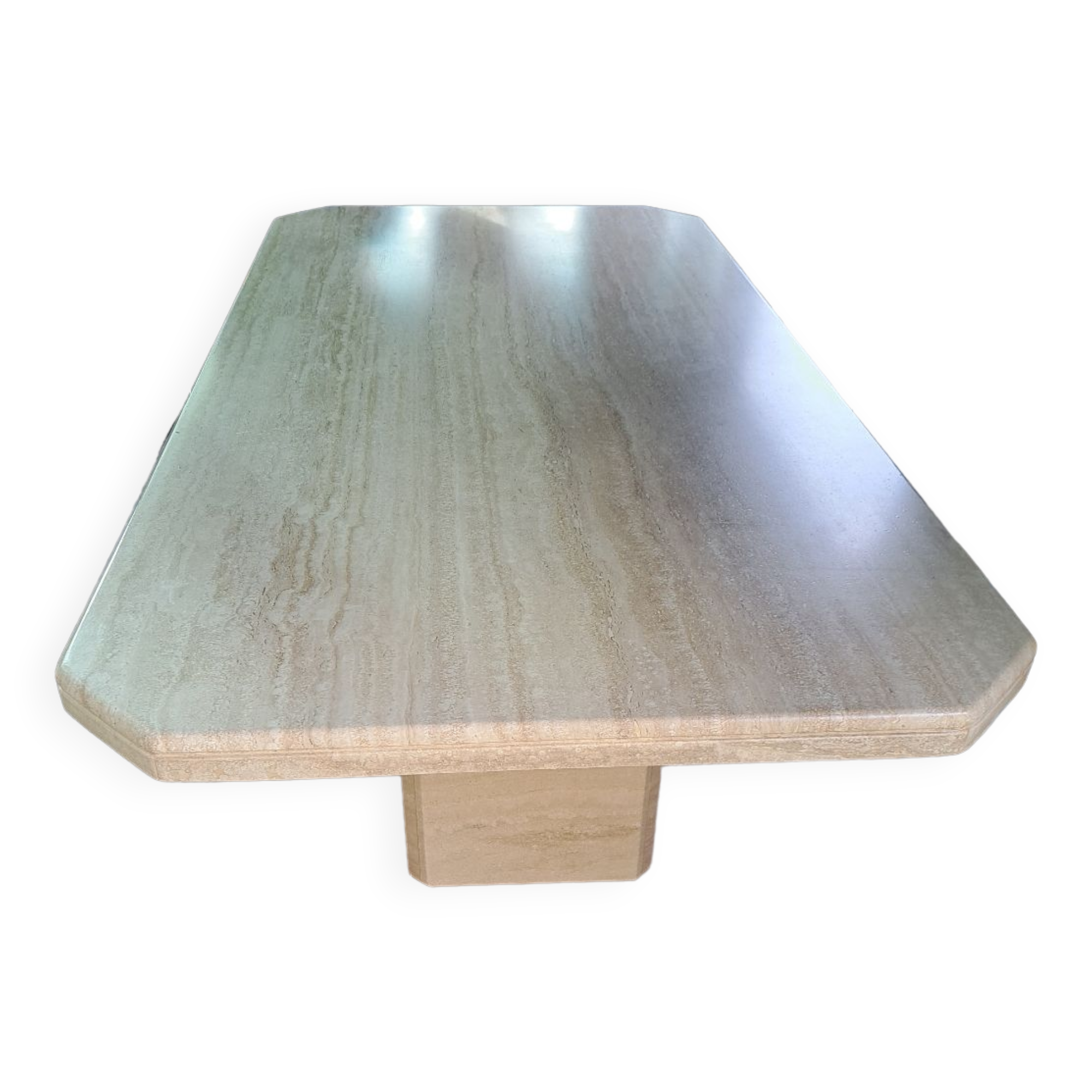 Travertine dining table.