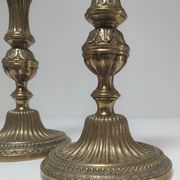Pair of candle holders torches gilded bronze patinated style louis xvi period 19th century