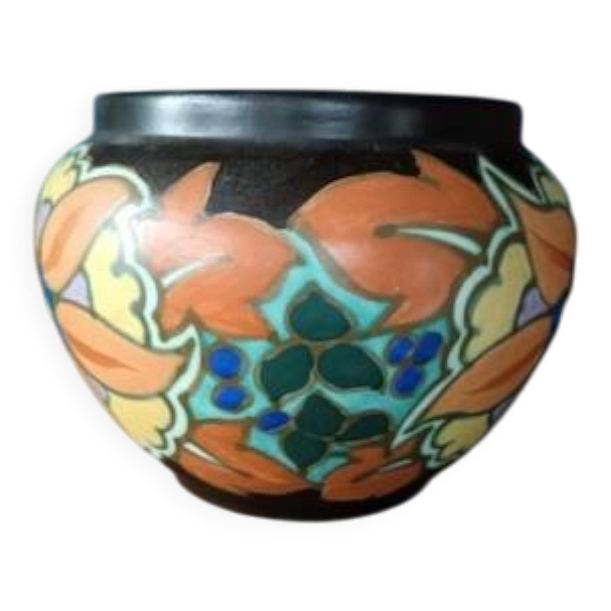 Ceramic VASE CASHPOT Montoise Bergen, Belgium, Art Deco 1920 1930