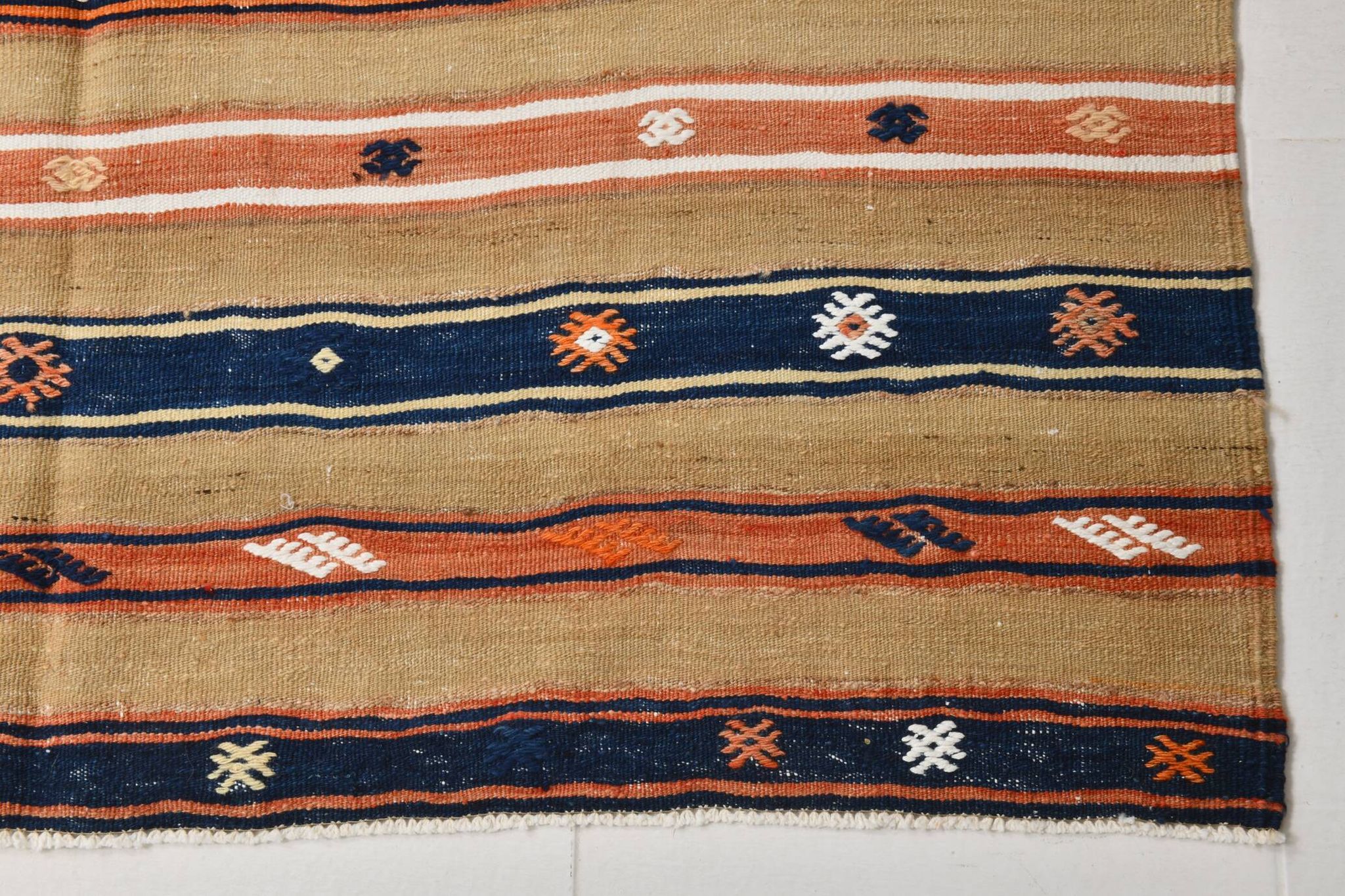 Tapis beige et bleu antique 5x8, 145x230 cm