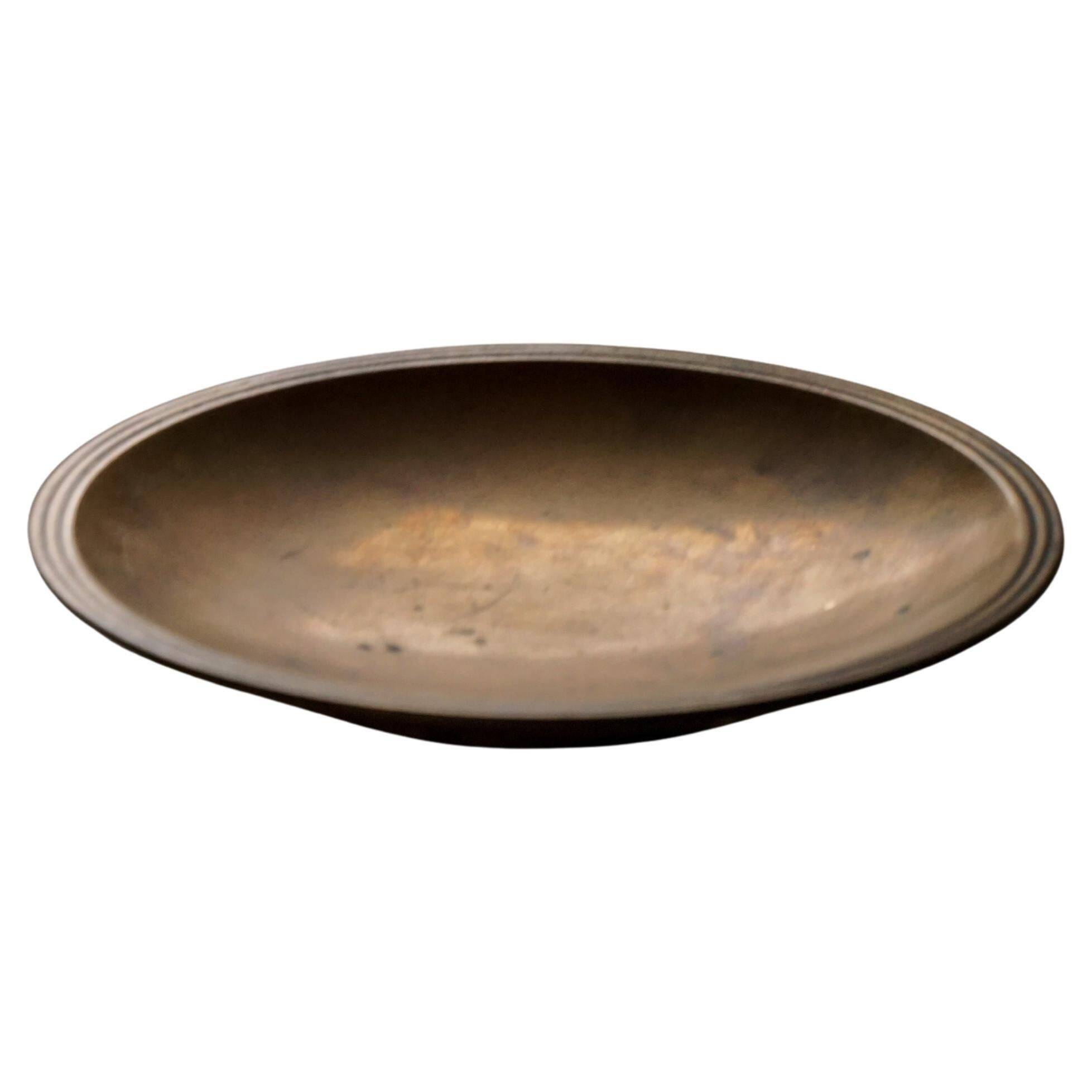 Danish Art Deco bronze bowl patinated by Just Andersen, "Just B-2025 DENMARK"