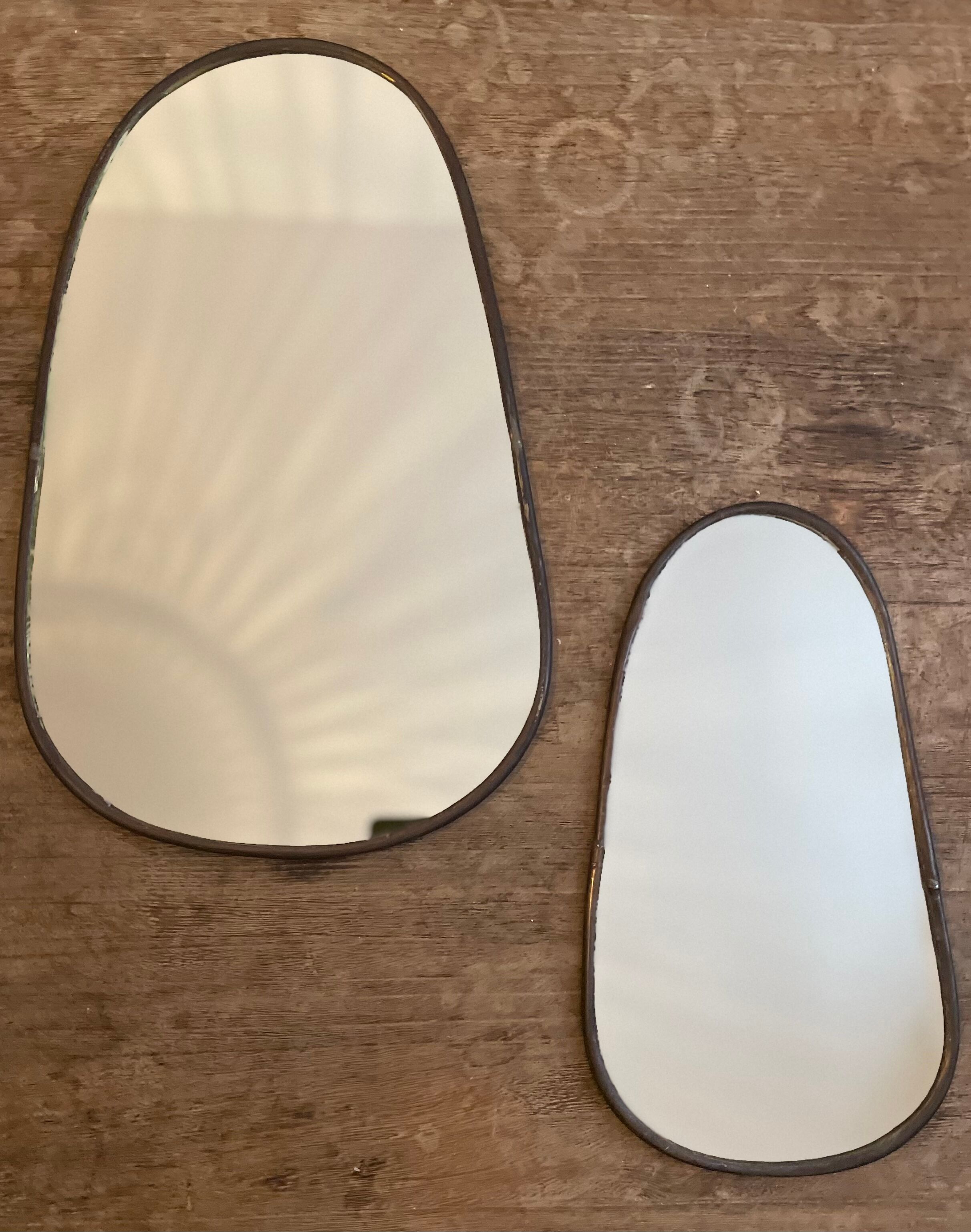 Mirror organic egg brass black 60x40cm