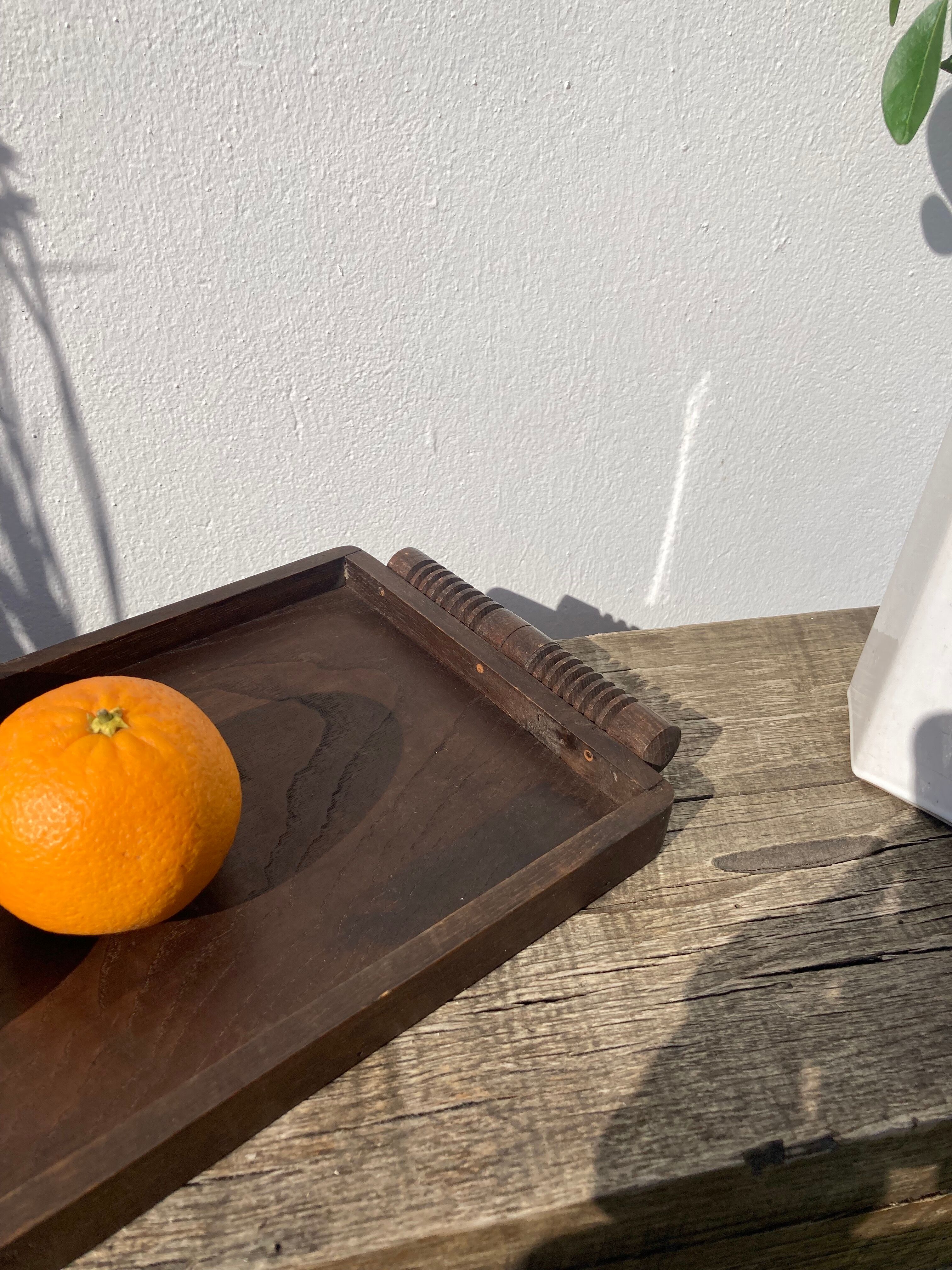 Rectangular art deco turned wood tray