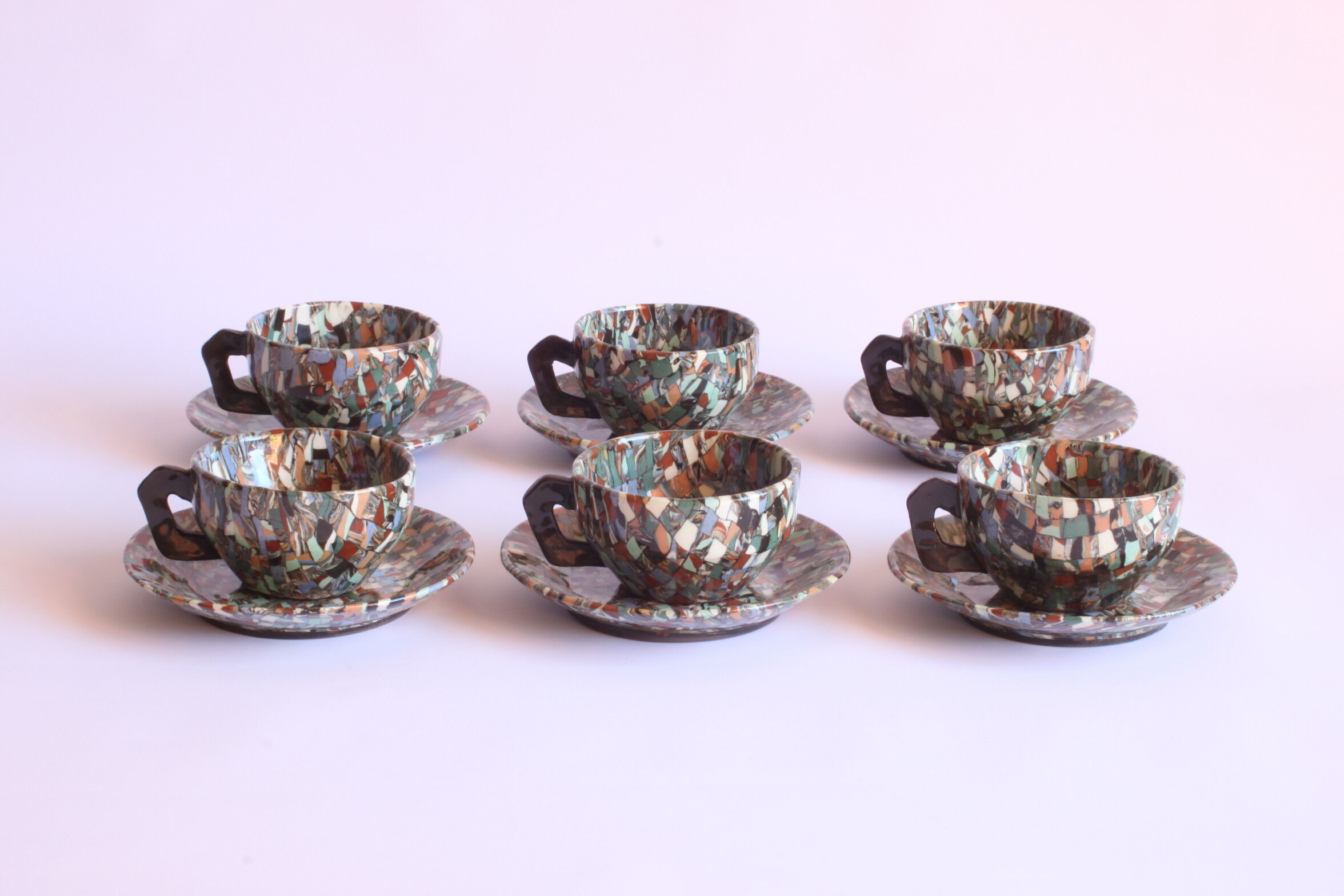 Neriage mosaic tea set by Jean Gerbino, Vallauris.