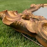 Old mirror in carved wood and gilded leaf, Louis XV rocaille style, twentieth century 59x87cm