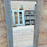 Ancien miroir Art nouveau en teck birman