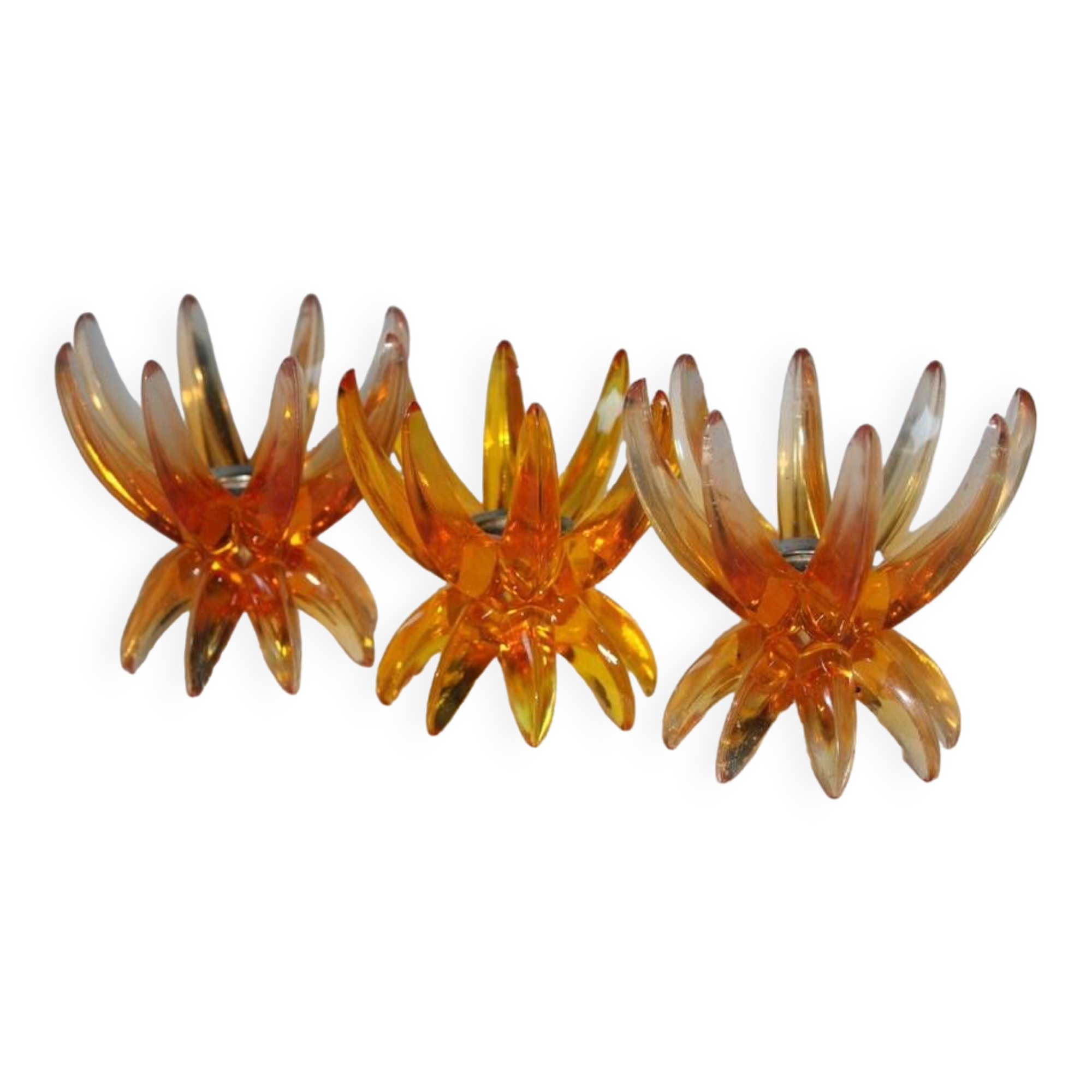 Friedel Lotus Lucite candle holders Germany 1960 x3