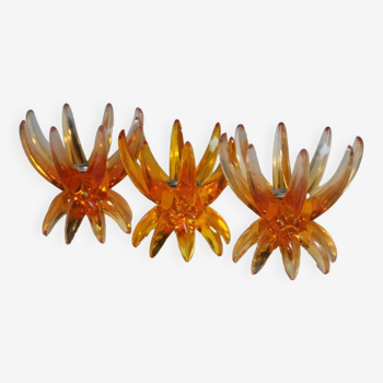 Friedel Lotus Lucite candle holders Germany 1960 x3