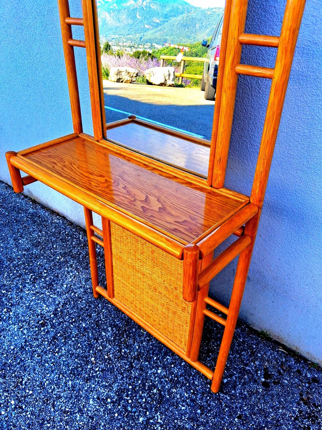 Vintage rattan entrance hall wardrobe