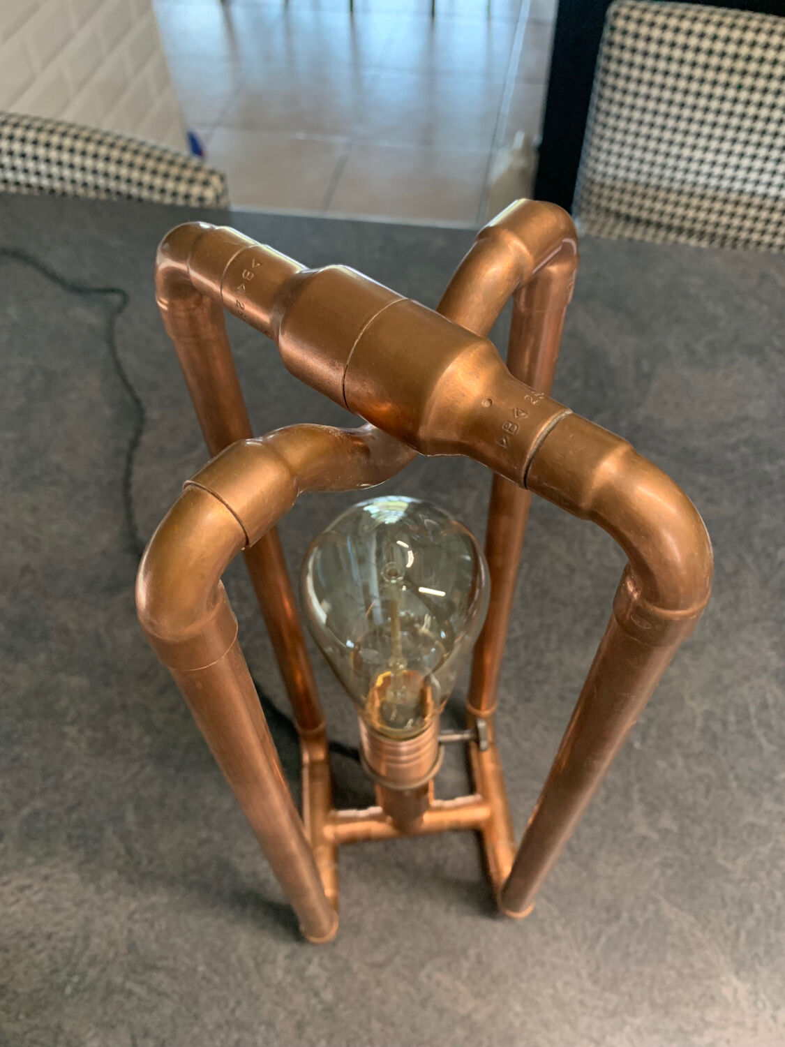 Table lamp copper pipes