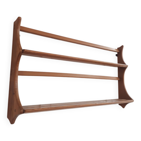 Etagère murale vintage en orme massif par Lucian Ercolani C1960 Ercol