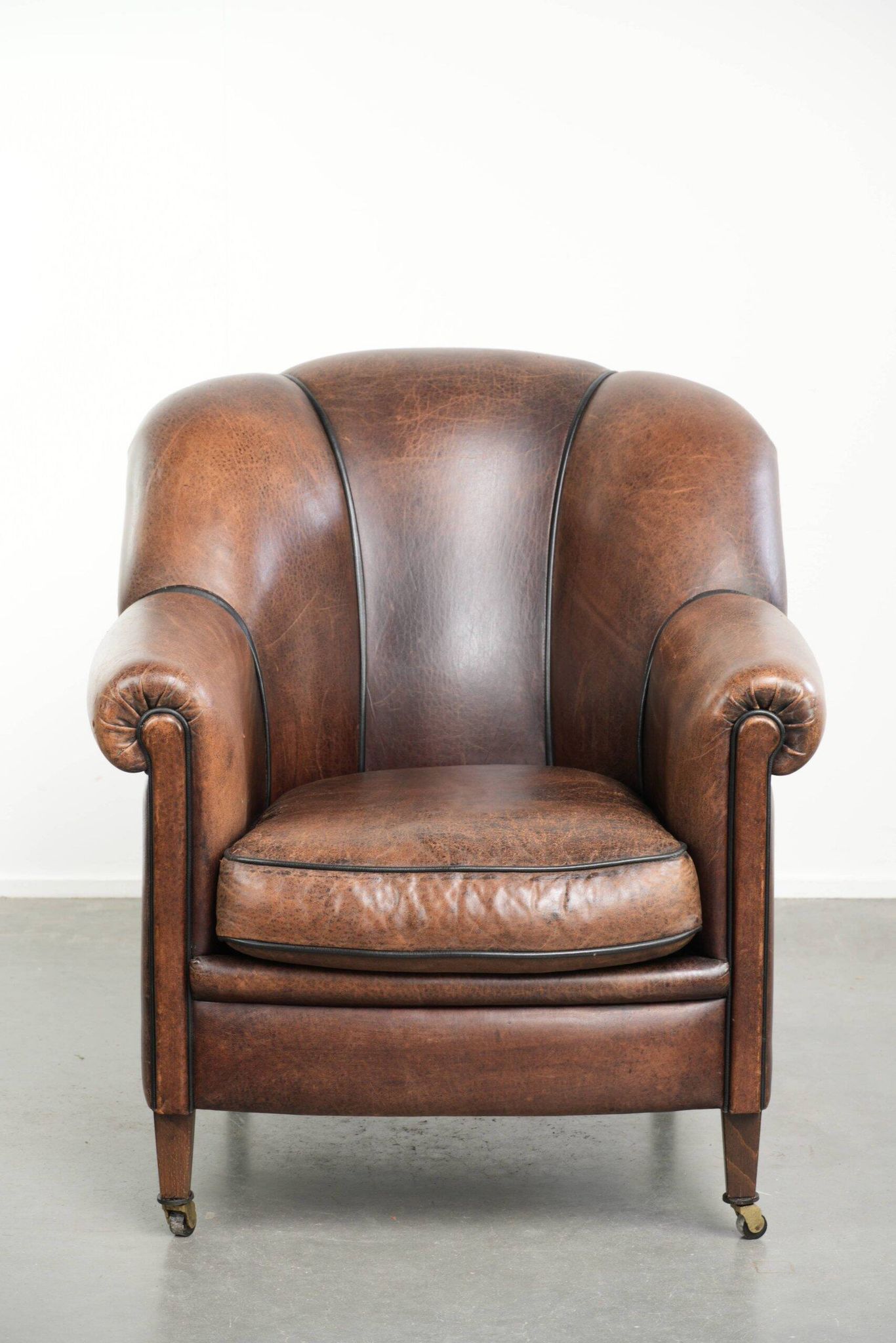 Vintage sheepskin armchair with a unique design and timeless appearance