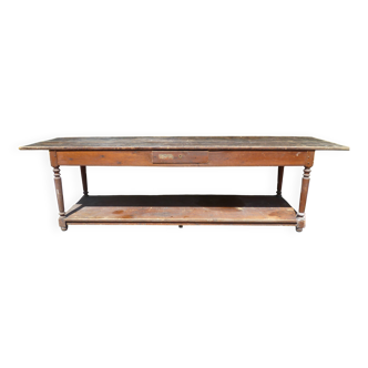 Ancienne table de drapier 1920 en bois blanc longueur 298 cm