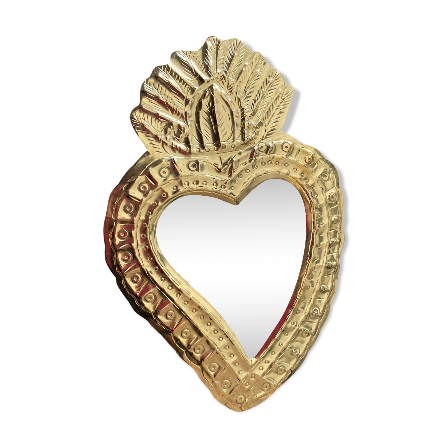 Brass heart mirror type ex-voto habibi
