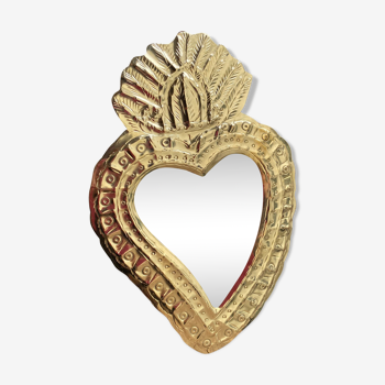 Brass heart mirror type ex-voto habibi