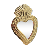 Miroir coeur en laiton type ex-voto habibi