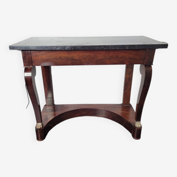 Old mahogany console with marble top