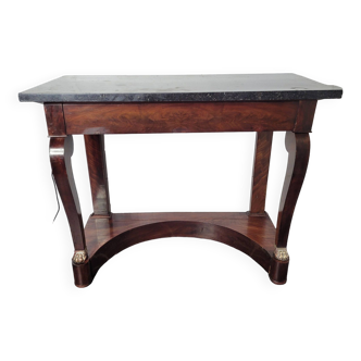 Old mahogany console with marble top