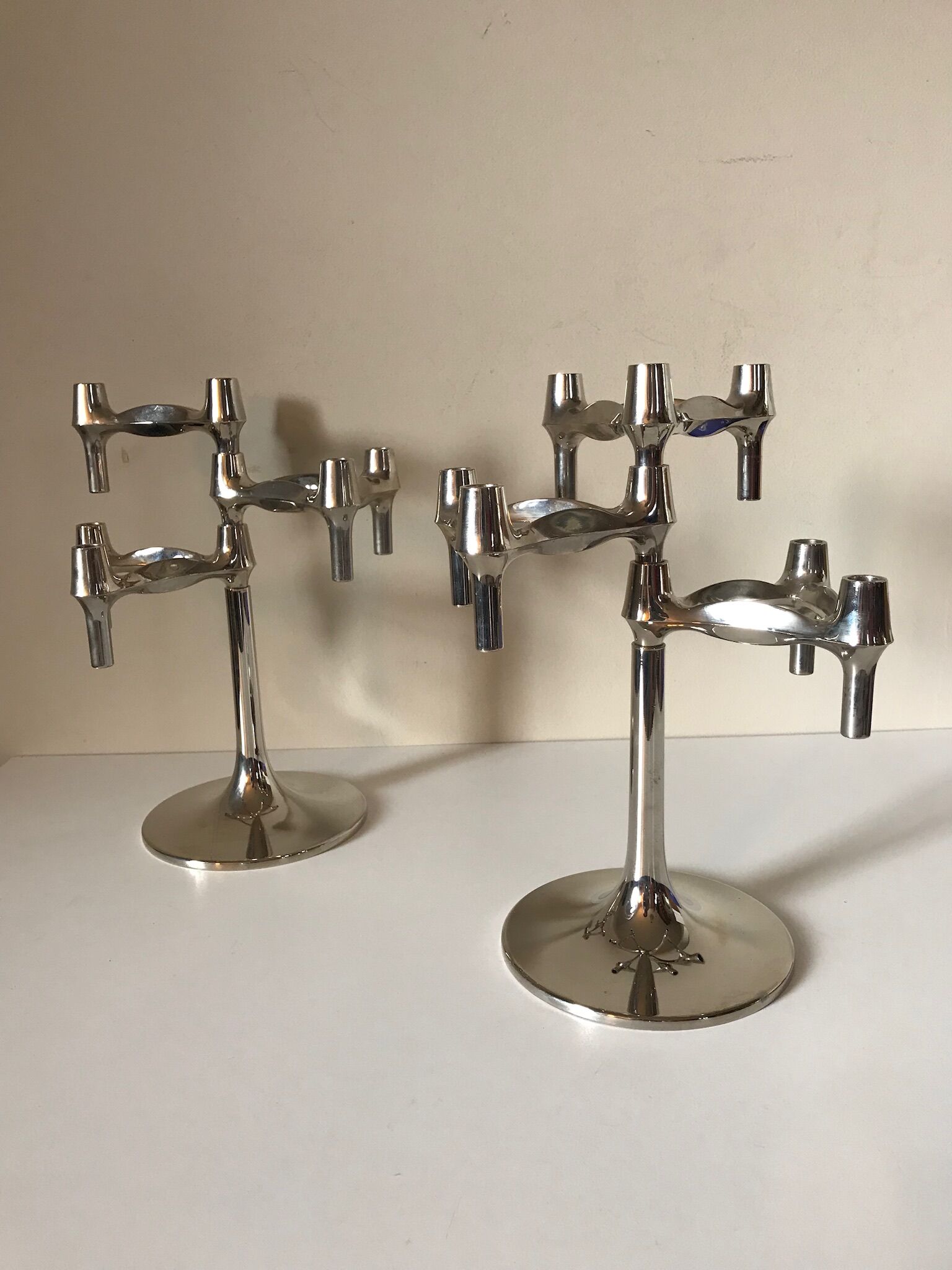 Paire de bougeoirs Nagel BFM de Ceasar Stoffi & Fritz design années 70