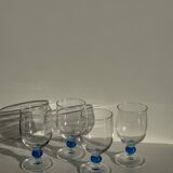 Lot de 4 verres à eau à pied boule bleue