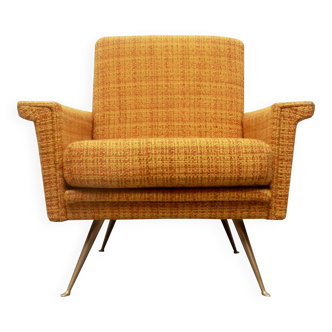 1950s chair in corn yellow , legs in brass