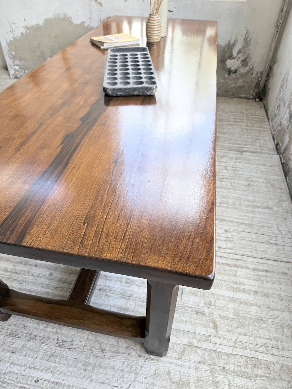 Table de ferme campagne noyer massif XL 250cm
