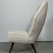 Chaise longue danoise en tissu d’ameublement en soie des années 1940
