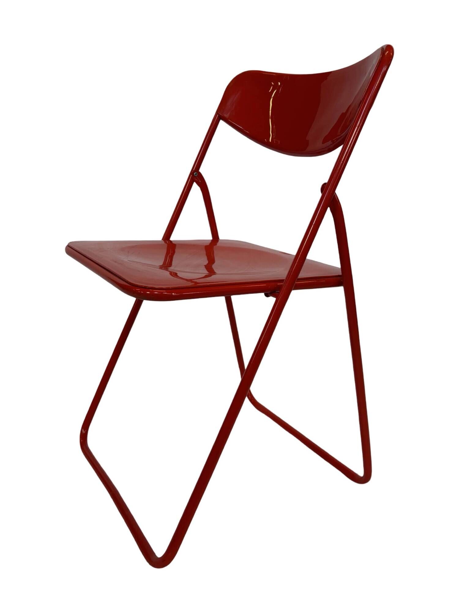 Vintage TED Folding Chair Design by Niels Gammelgaard 1980s Ikea in Red