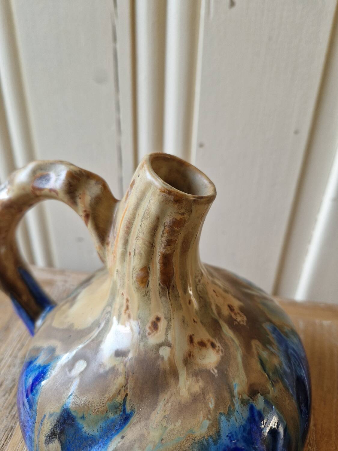 jug or carafe signed Gilbert Méténier enamelled stoneware