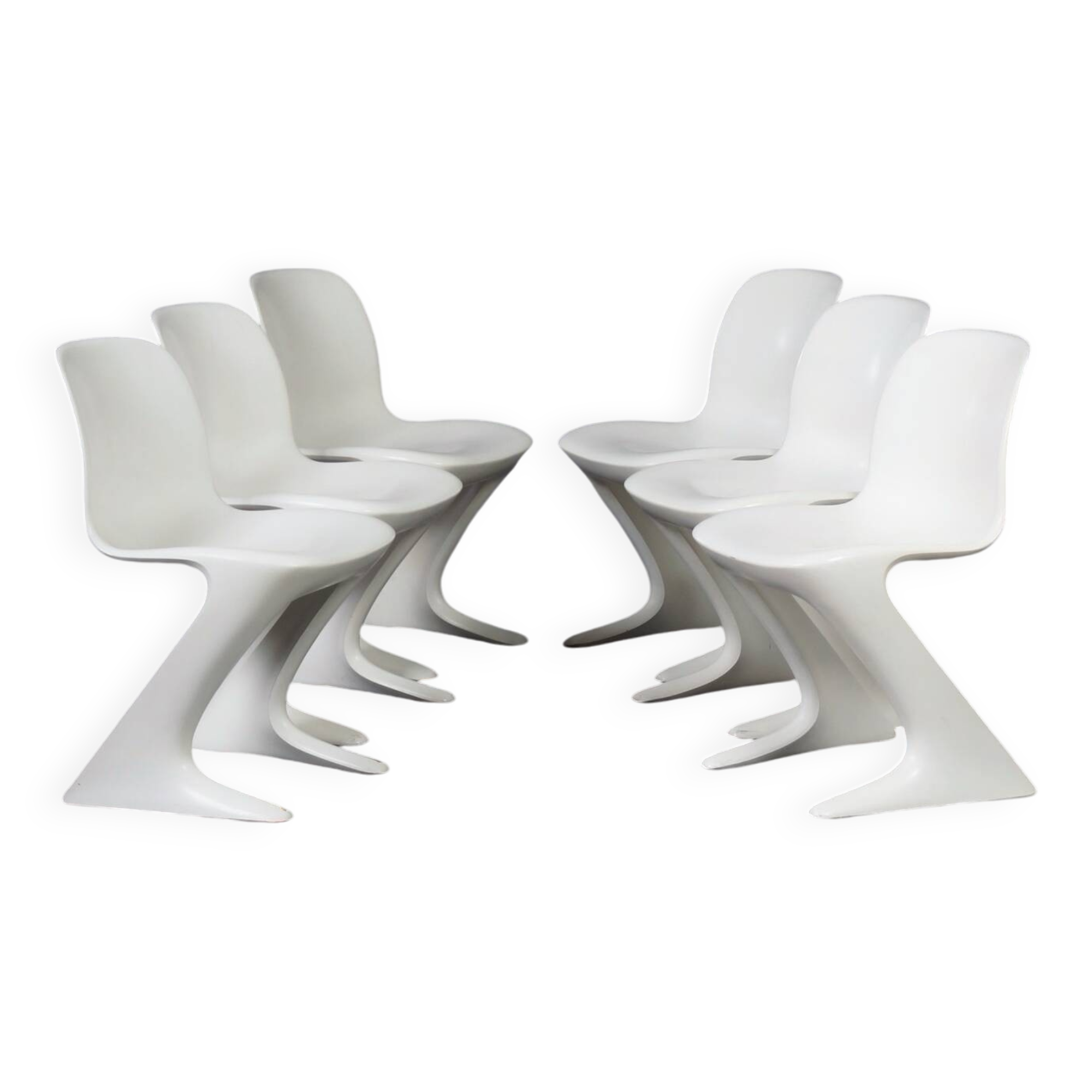 White Kangaroo Chairs by Ernst Moeckl for Horn, 1960s | Set of 6