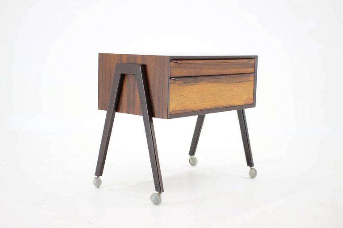Mid-Century Danish Modern Palisander Sewing Cabinet on Wheels, 1960s