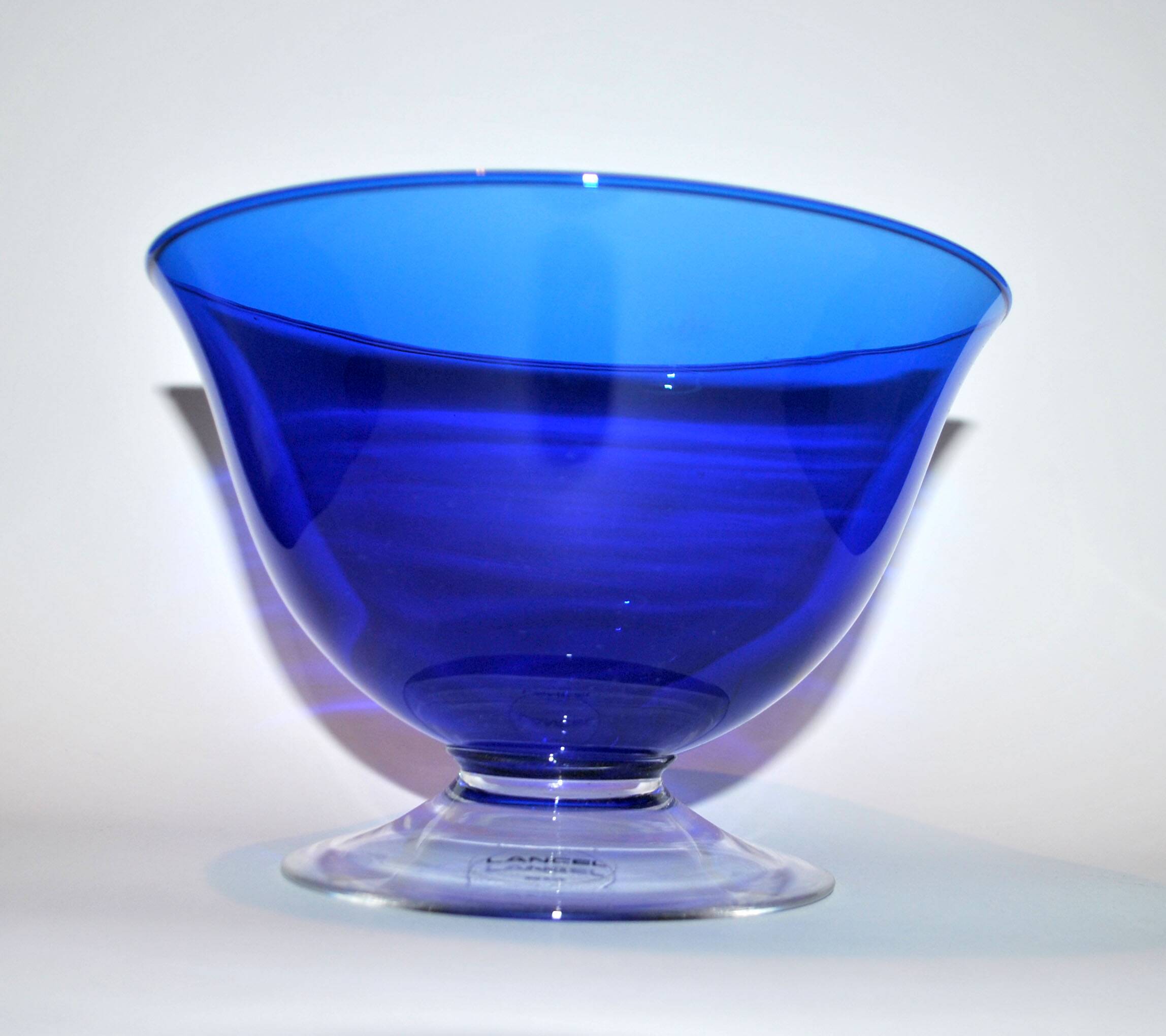 Vintage blue crystal salad bowl from the lancel paris brand