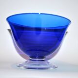 Vintage blue crystal salad bowl from the lancel paris brand