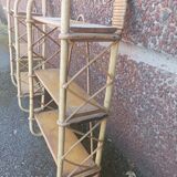 Pair of wall shelves vintage in rattan bamboo wicker