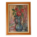 Vintage Painting Vase with Roses